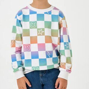Ombre Cheery Checks Crewneck Sweatshirt